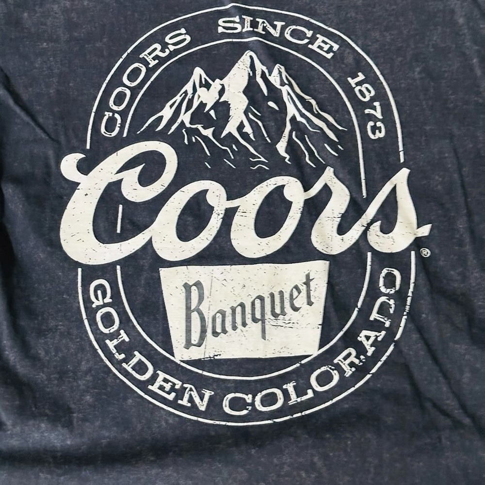 Coors Banquet Faded Black Graphic T-Shirt Men's Size Large Golden Colorado Beer